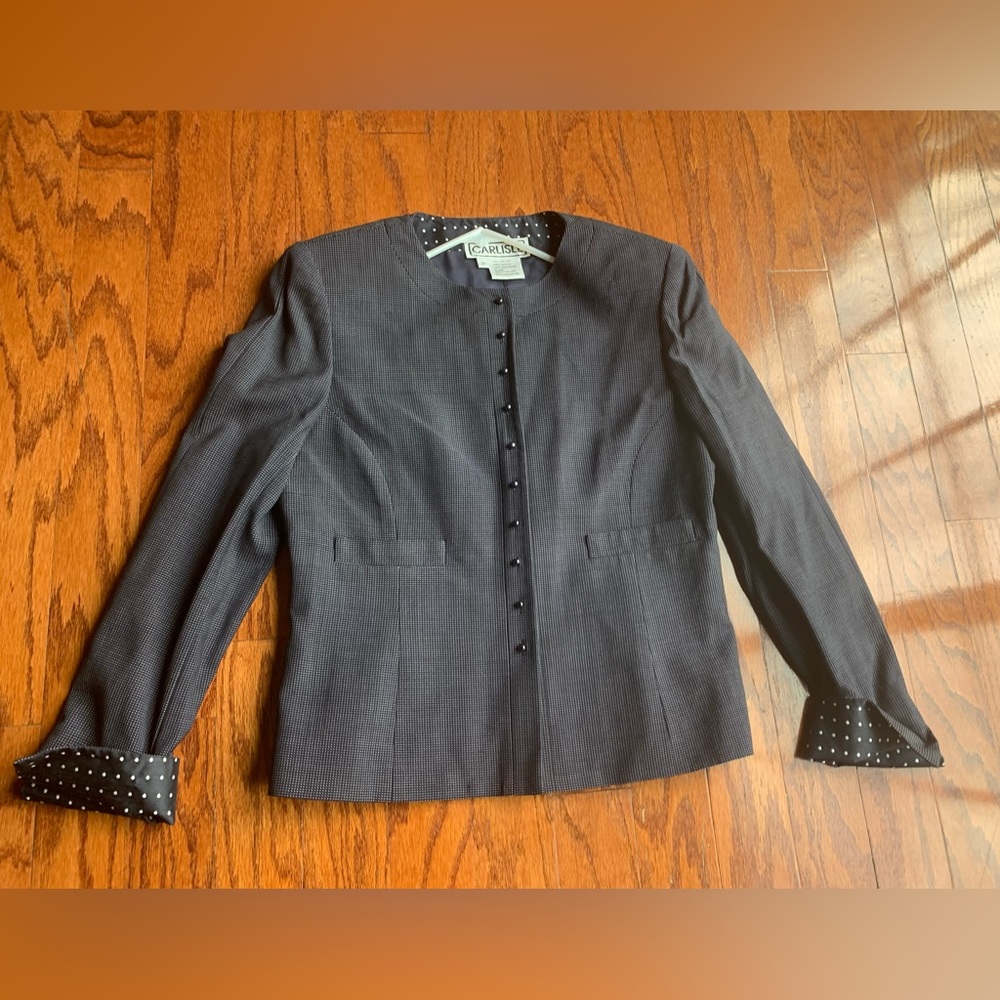 Carlisle Navy Blue Poka Dots Women’s Blazers Size 8